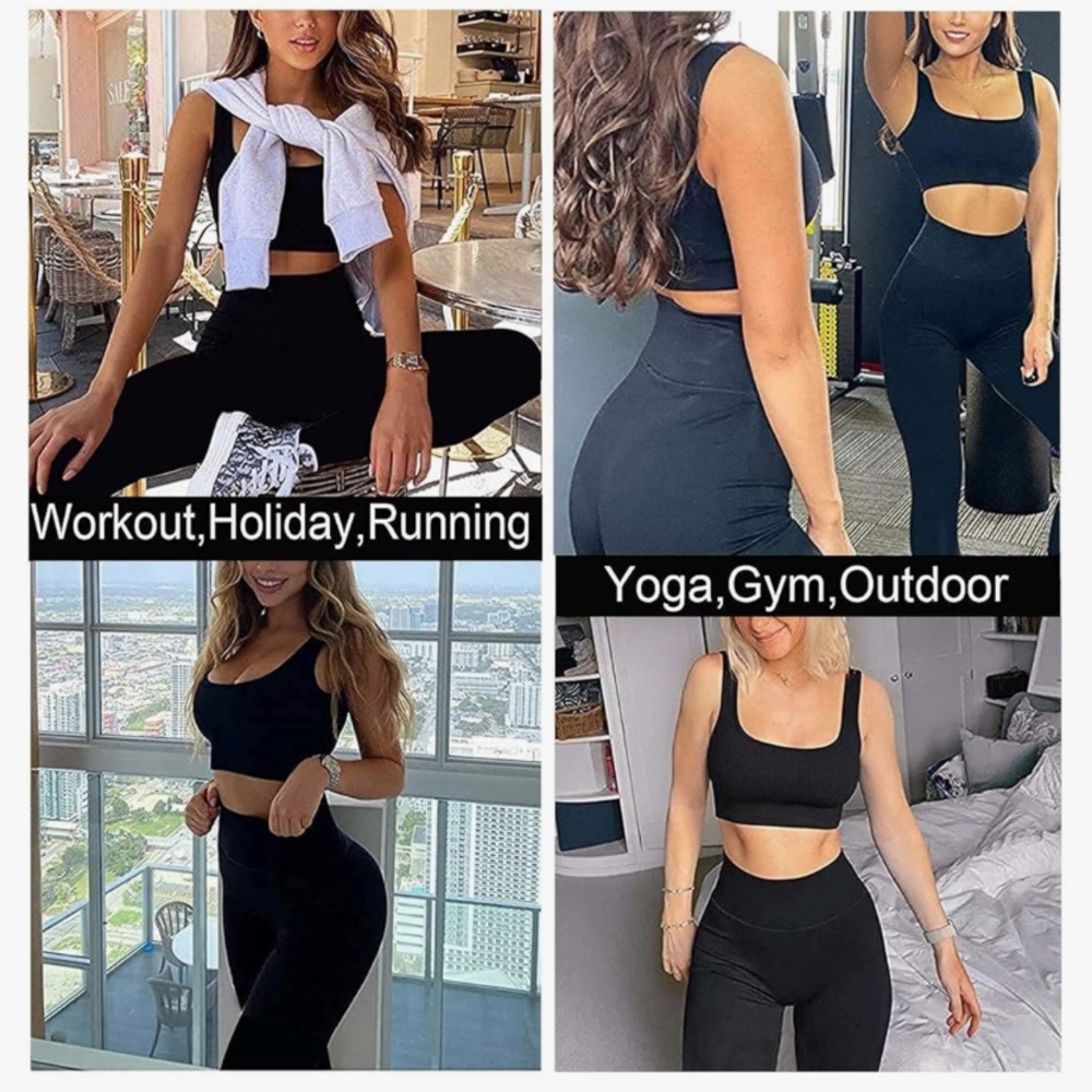 Black Workout Two-Piece Set Ribbed - image 3